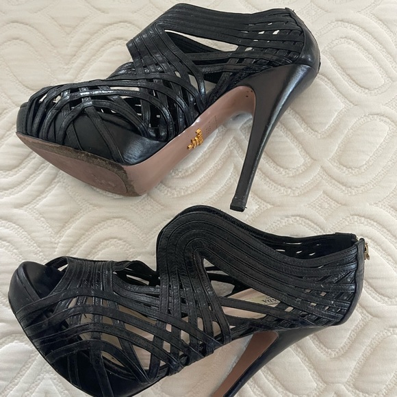 Prada shoes black Open size 39.5 13.5 cm  high 3 cm platform - Picture 4 of 4